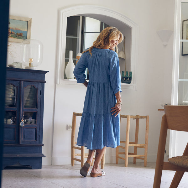 Zen Ethic Robe Angela Unie 100% Coton - Bleu