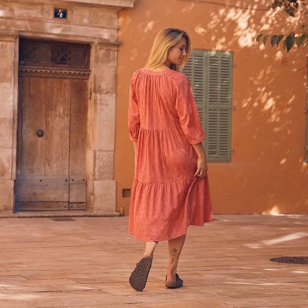 Zen Ethic Robe Angela Unie 100% Coton - Rose Fraise