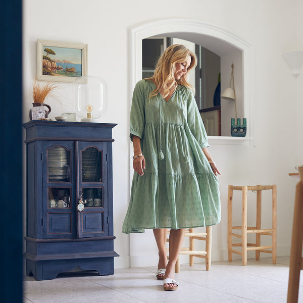 Zen Ethic Robe Angela Unie 100% Coton - Vert