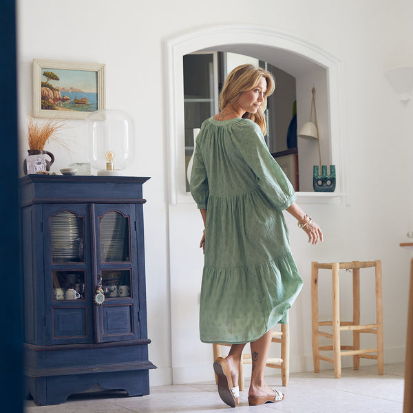 Zen Ethic Robe Angela Unie 100% Coton - Vert