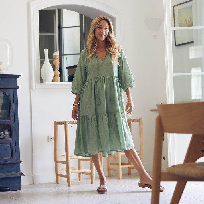 zen ethic Robe Angela unie 100% Coton - vert