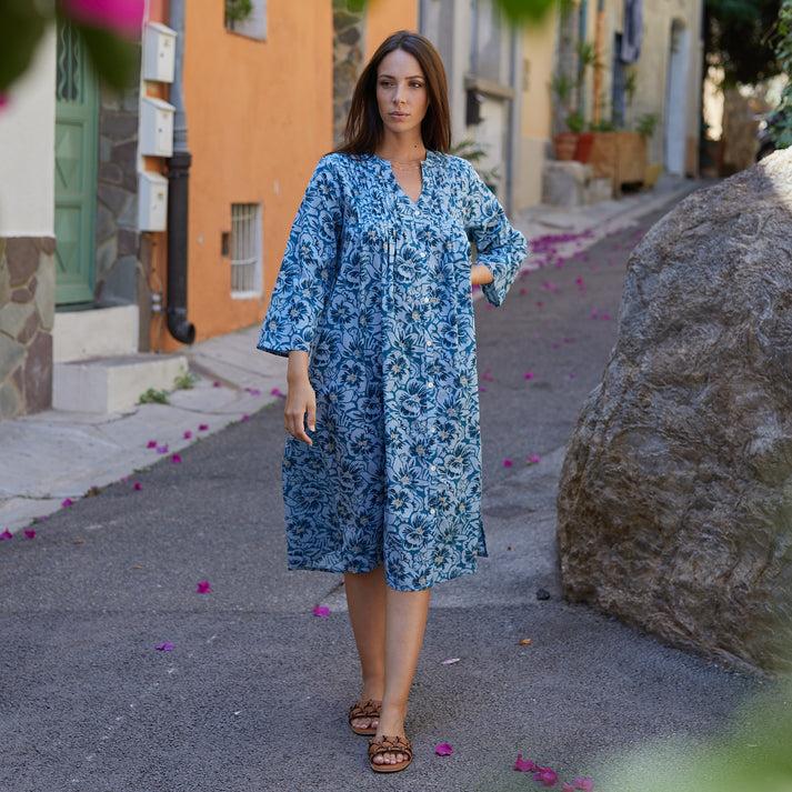 zen ethic Robe Angie Paloma 100% Coton - Bleu