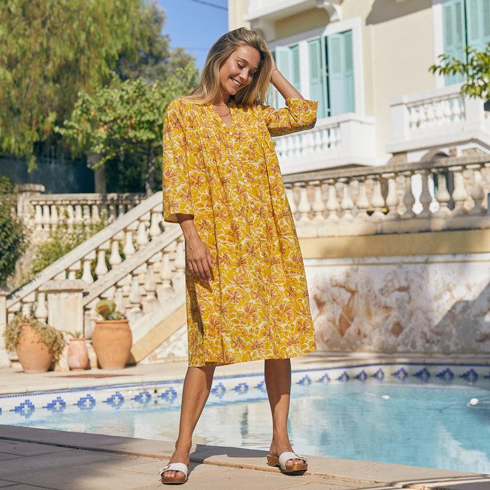 zen ethic Robe Angie Paloma 100% Coton - Jaune Orange