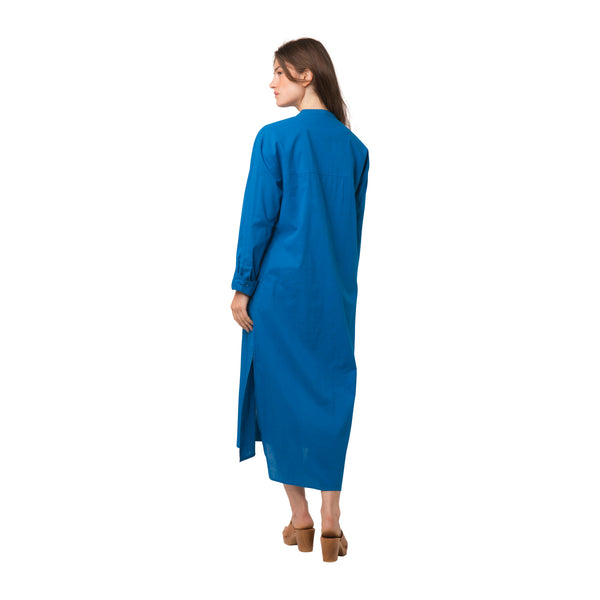 Zen Ethic Robe Chemise Alice Unie 100% Coton - Bleu