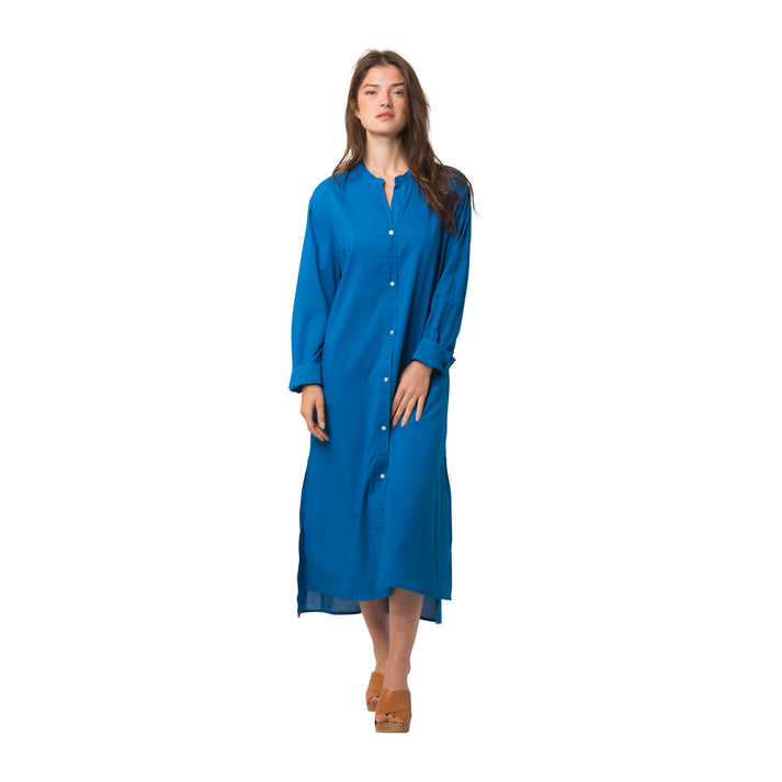 zen ethic Robe Chemise Alice unie 100% Coton - Bleu
