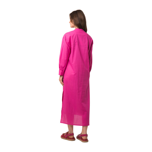 Zen Ethic Robe Chemise Alice Unie 100% Coton - Rose