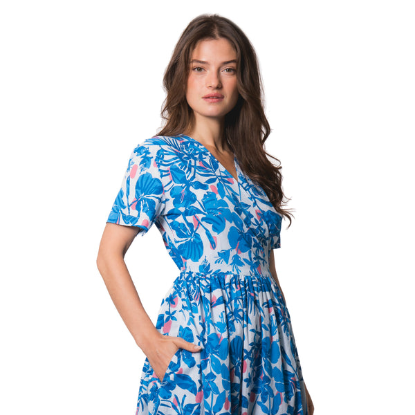 Zen Ethic Robe Croisée Lokobe 100% Coton - Bleu