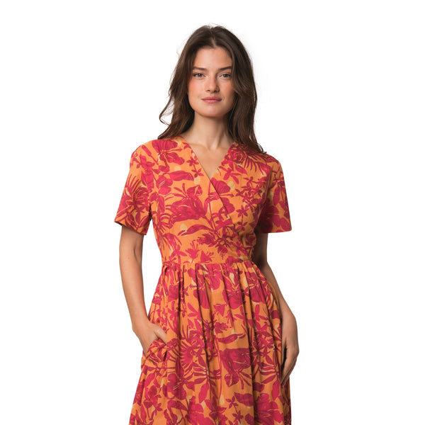 Zen Ethic Robe Croisée Lokobe 100% Coton - Orange