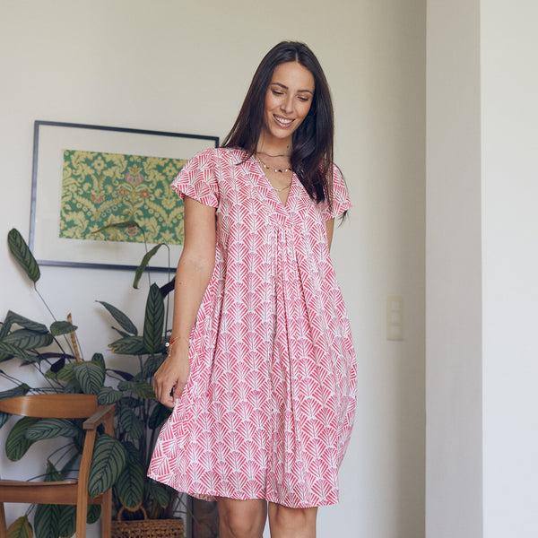 Zen Ethic Robe Iris Col V Alma 100% Coton BIO - Rose