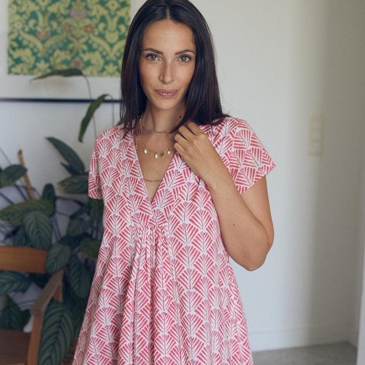 zen ethic Robe Iris col V Alma 100% Coton BIO - Rose