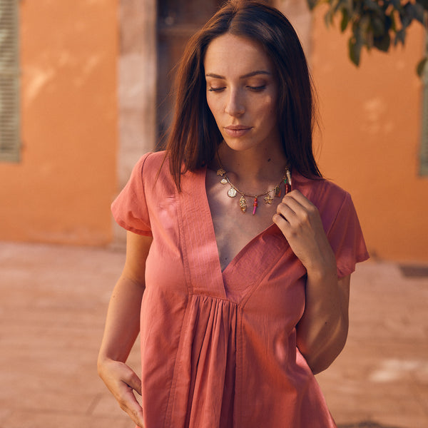 Zen Ethic Robe Iris Unie 100% Coton - Rose Fraise