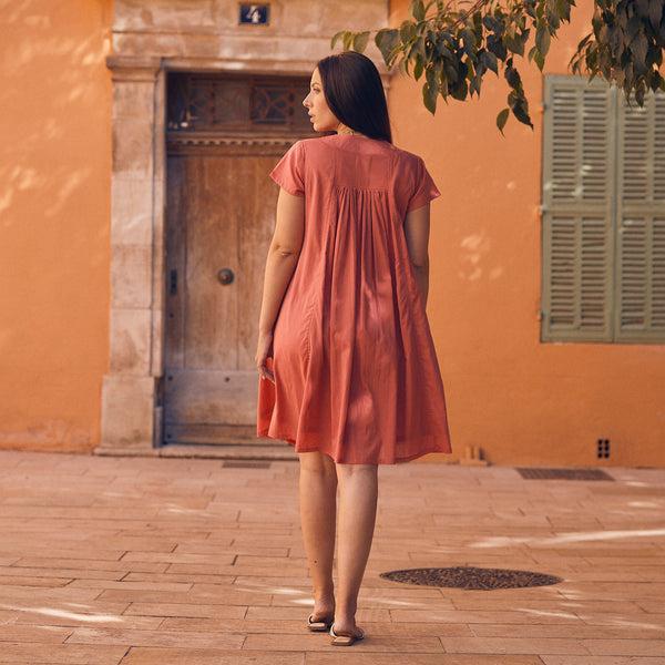 Zen Ethic Robe Iris Unie 100% Coton - Rose Fraise