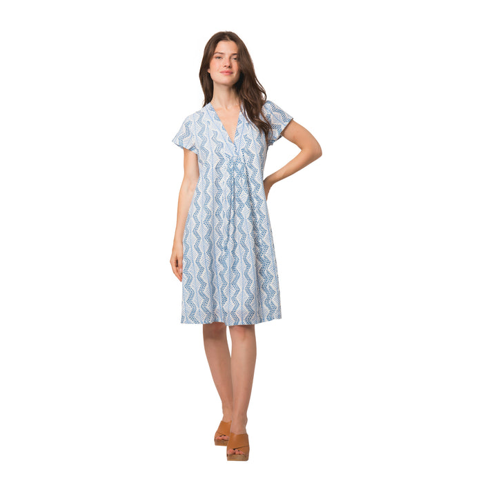 zen ethic Robe Iris Zanzibar 100% Coton bio - Bleu