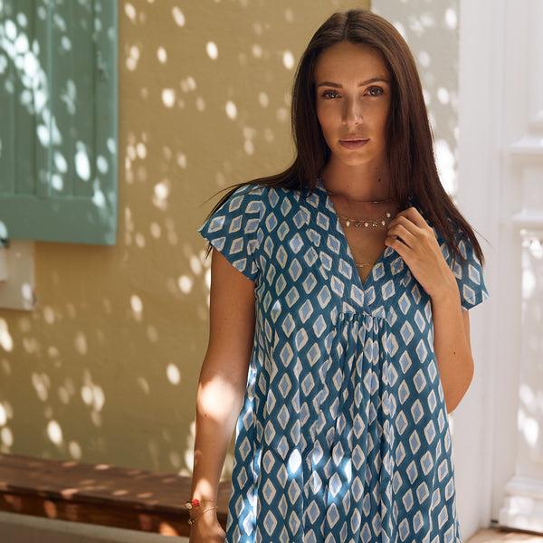 Zen Ethic Robe Irissou La Baume 100% Coton BIO - Bleu