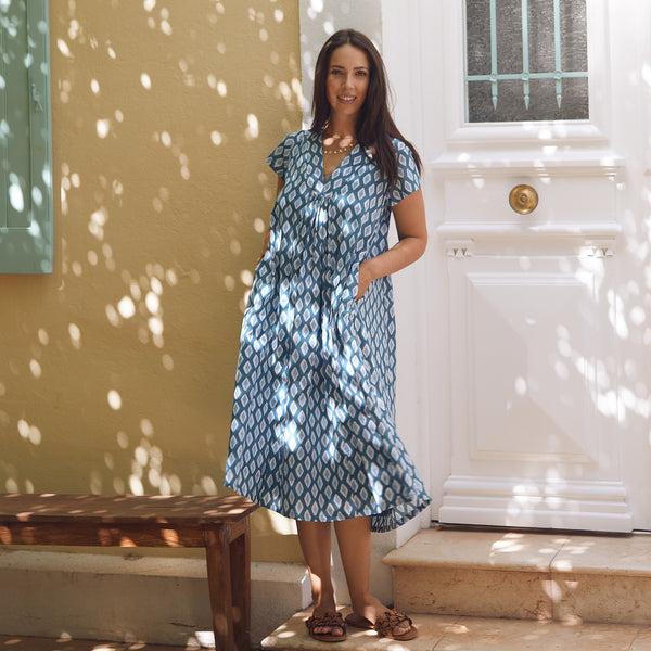 Zen Ethic Robe Irissou La Baume 100% Coton BIO - Bleu