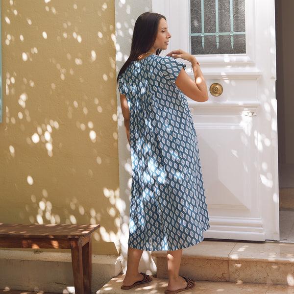 Zen Ethic Robe Irissou La Baume 100% Coton BIO - Bleu