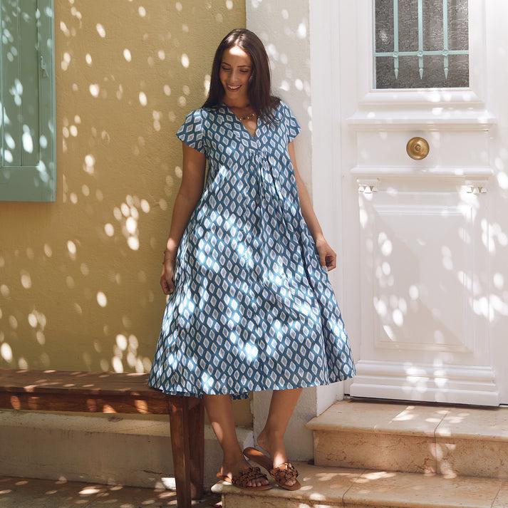 zen ethic Robe Irissou La Baume 100% Coton BIO - Bleu