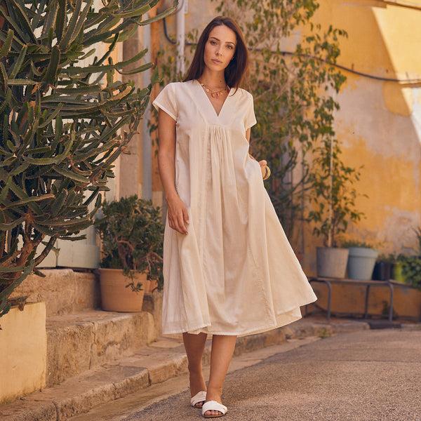 Zen Ethic Robe Irissou Unie 100%Coton - Ecru