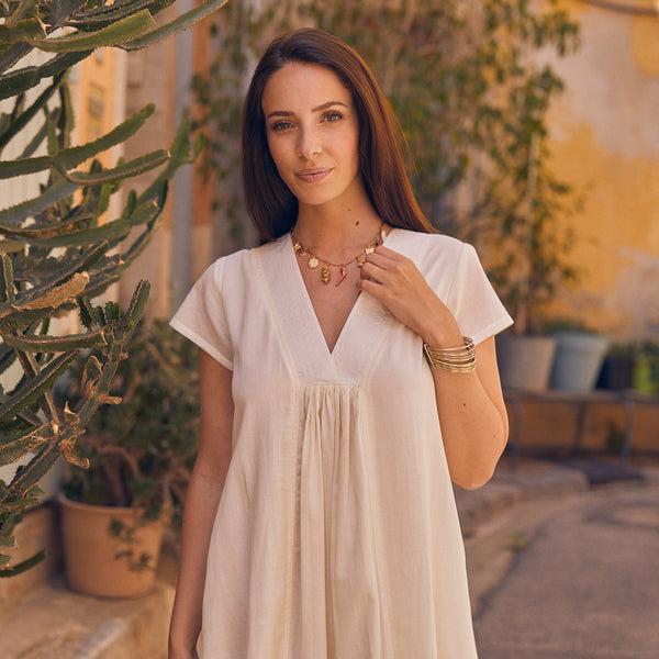 Zen Ethic Robe Irissou Unie 100%Coton - Ecru