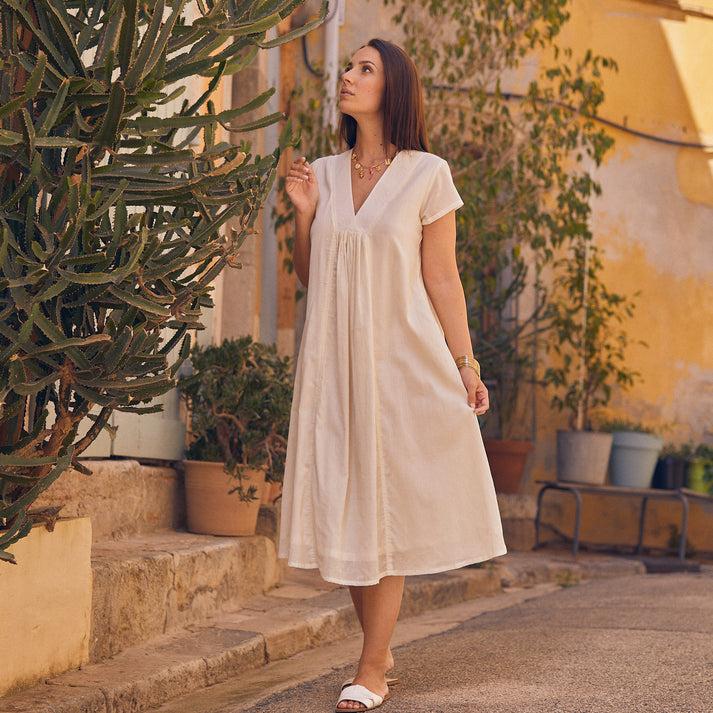 zen ethic Robe Irissou unie 100%Coton - Ecru