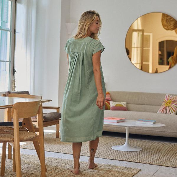 Zen Ethic Robe Irissou Unie 100%Coton - Vert