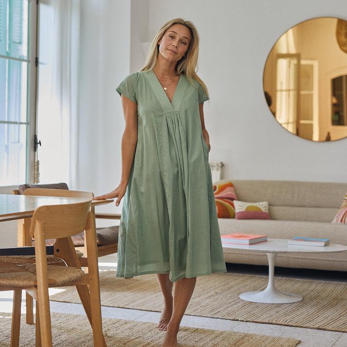 zen ethic Robe Irissou unie 100%Coton - vert