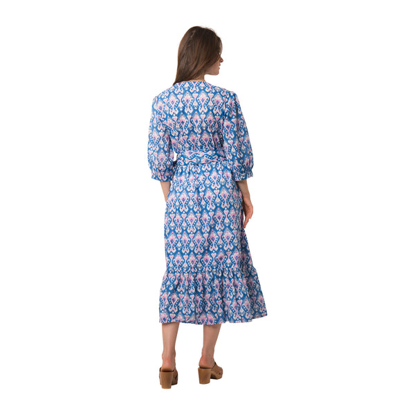 Zen Ethic Robe Laurence Ikat 100% Coton Bio - Bleu