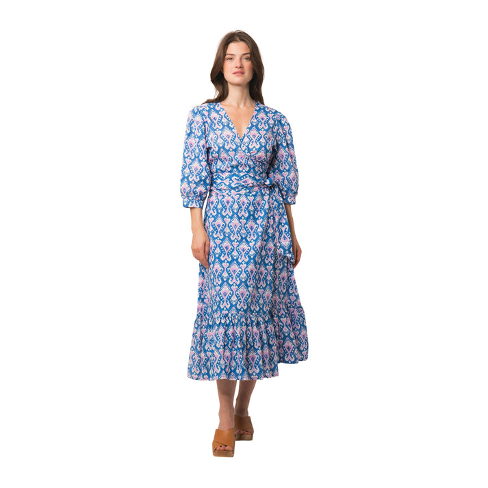 zen ethic Robe Laurence Ikat 100% Coton bio - Bleu