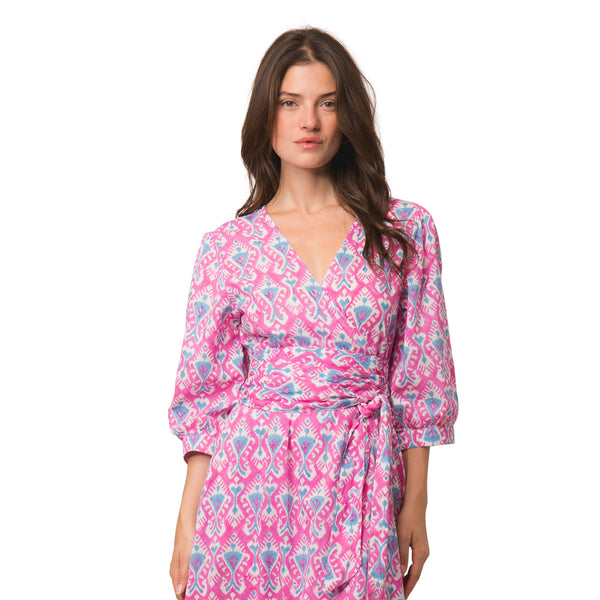 Zen Ethic Robe Laurence Ikat 100% Coton Bio - Rose