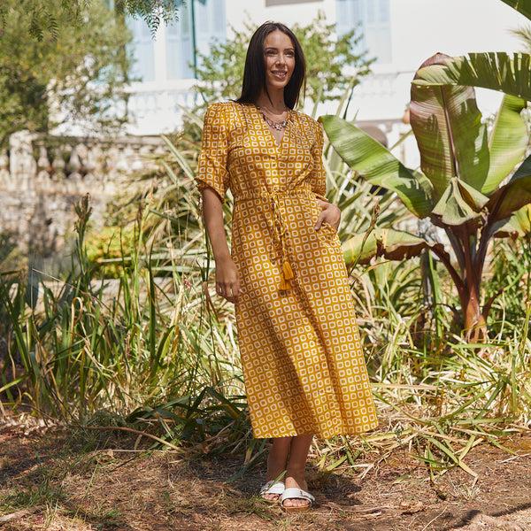 Zen Ethic Robe Lily Frioul 100% Coton - Jaune Orange