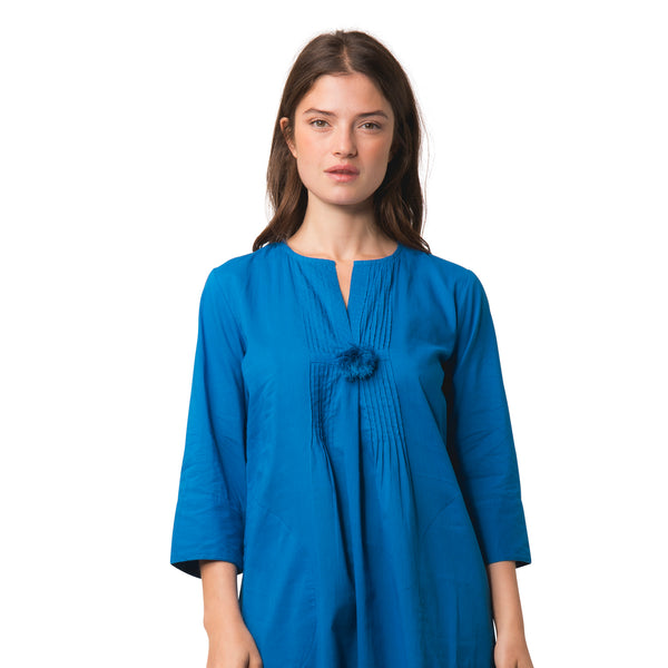 Zen Ethic Robe Louisa Unie 100% Coton - Bleu