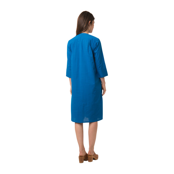 Zen Ethic Robe Louisa Unie 100% Coton - Bleu