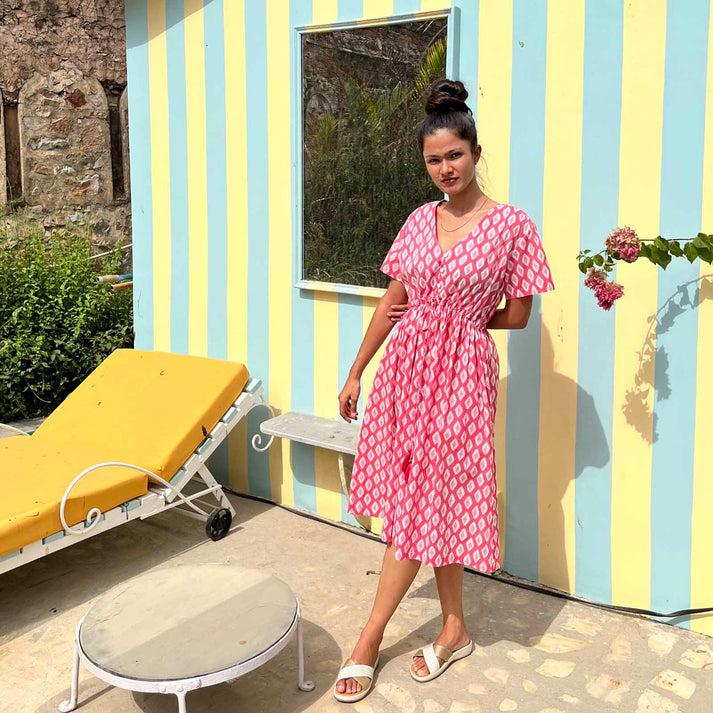 zen ethic Robe Macha La Baume 100% coton bio - rose