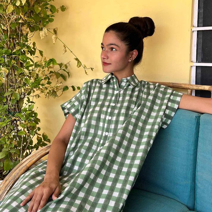 zen ethic Robe Marguerite Prado 100% Coton BIO - Vert