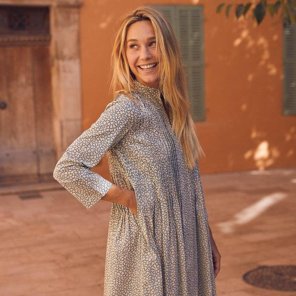 Zen Ethic Robe Marie Niolon 100% Coton - Bleu