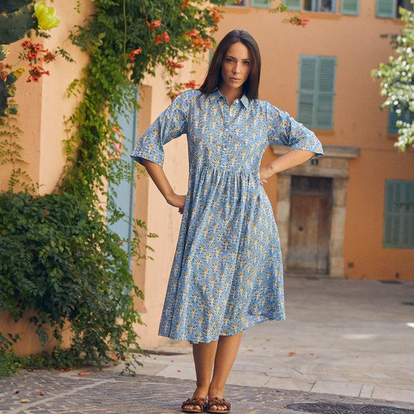 Zen Ethic Robe Milene Escalet 100% Coton Bio - Bleu