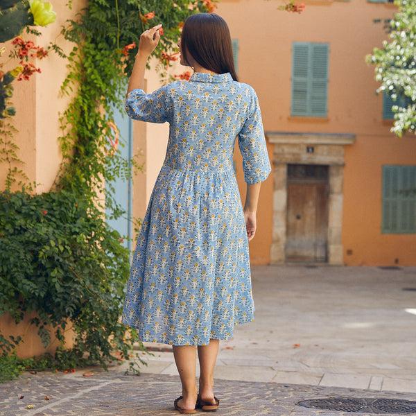 Zen Ethic Robe Milene Escalet 100% Coton Bio - Bleu