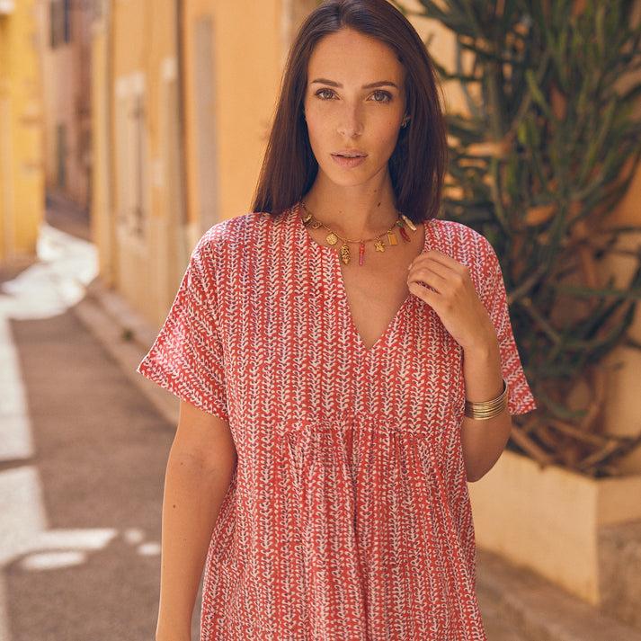 zen ethic Robe Nuala Madrague 100% Coton BIO - Rose