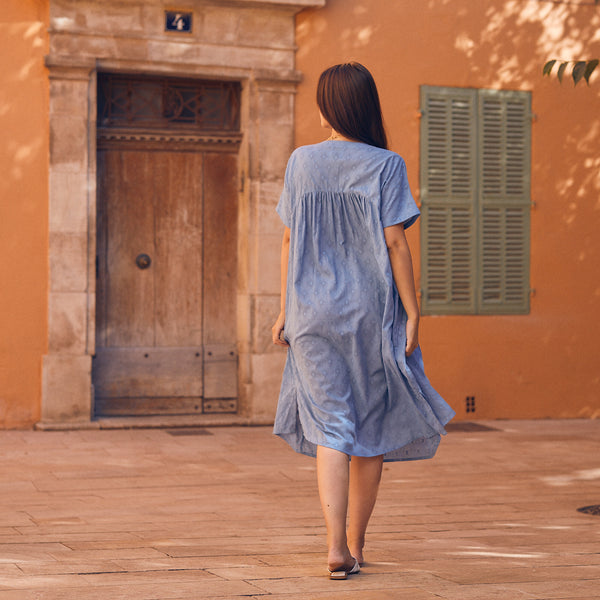 Zen Ethic Robe Nuala Unie 100% Coton - Bleu