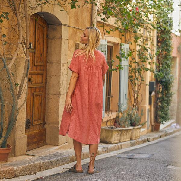 Zen Ethic Robe Nuala Unie 100% Coton - Rose Fraise