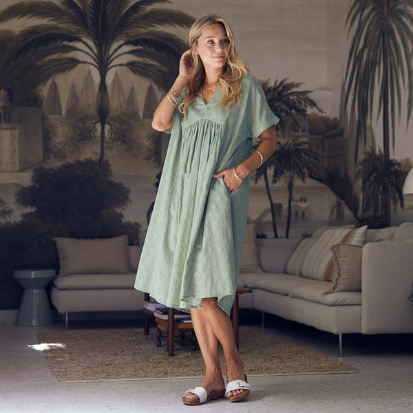 Zen Ethic Robe Nuala Unie 100%Coton - Vert