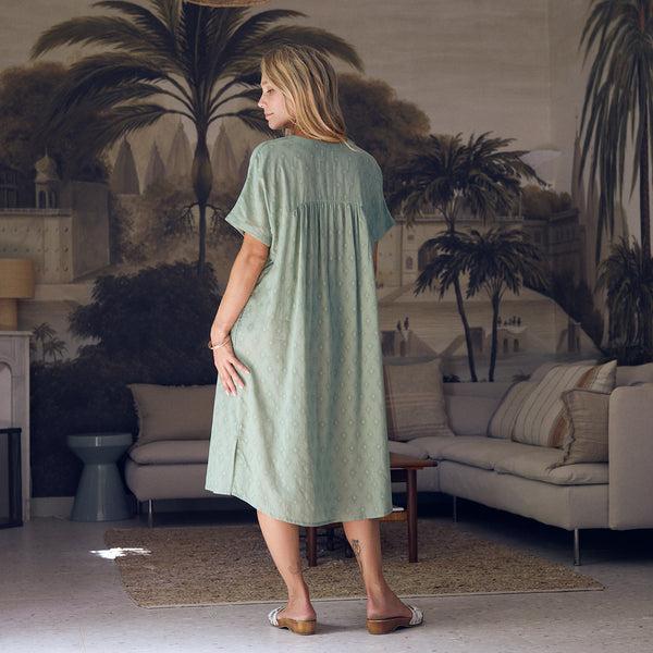 Zen Ethic Robe Nuala Unie 100%Coton - Vert