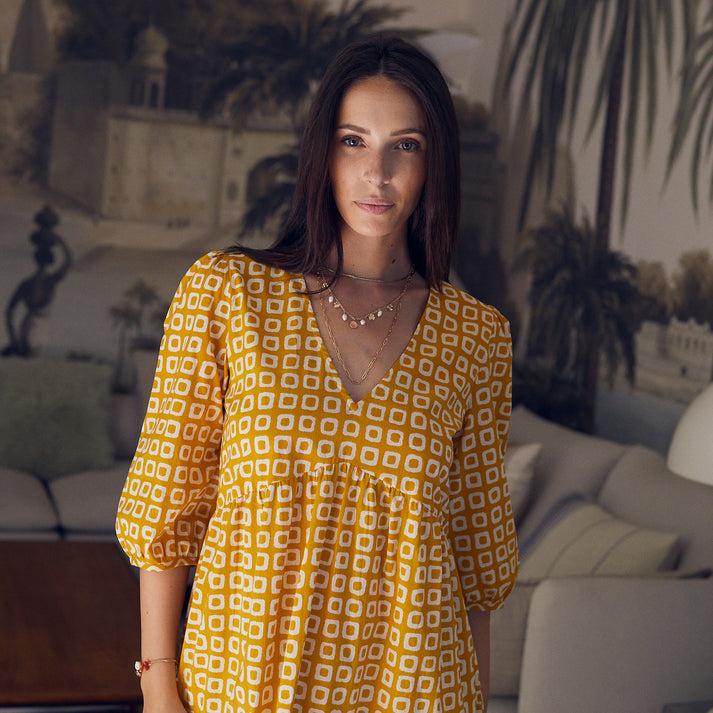 zen ethic Robe Rosa Frioul 100% Coton - jaune orange