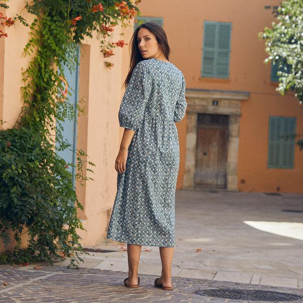 Zen Ethic Robe Rosa La Mala 100% Coton - Bleu