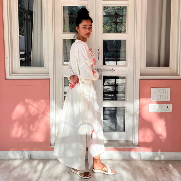 Zen Ethic Robe Virginia Brodée 100% Coton - Ecru