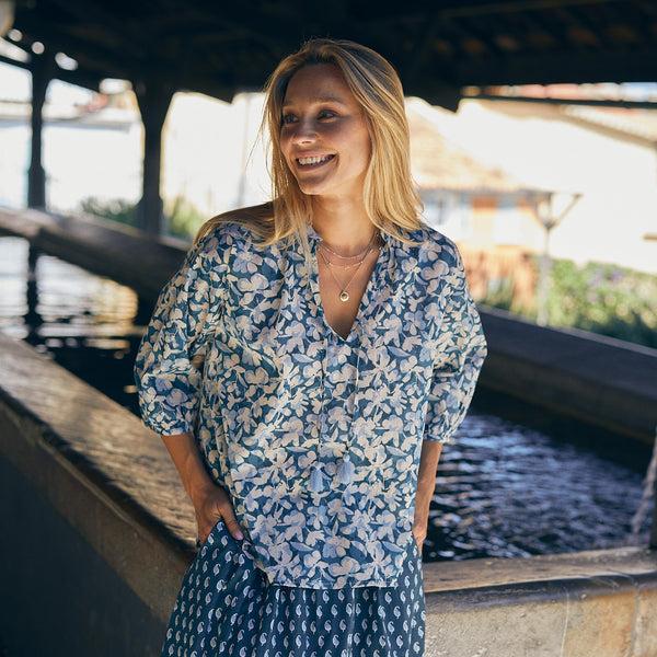 Zen Ethic Top Mia Sormiou 100% Coton - Bleu
