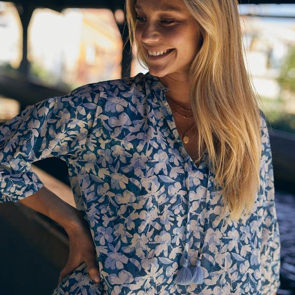 Zen Ethic Top Mia Sormiou 100% Coton - Bleu