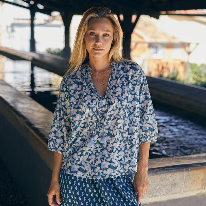 zen ethic Top Mia Sormiou 100% Coton - Bleu