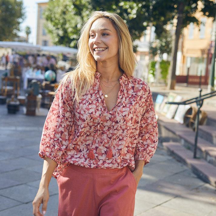 zen ethic Top Mia Sormiou 100% Coton - Rose