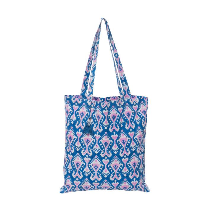 zen ethic Tote Bag Ikat 100% Organic Cotton - Bleu